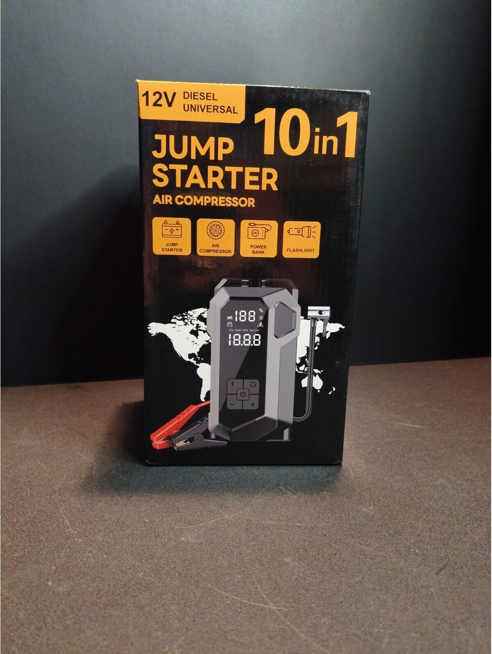 12 Volts 6000A Diesel Universal 10-In-1 Jump Starter With Air Compressor: Q18B